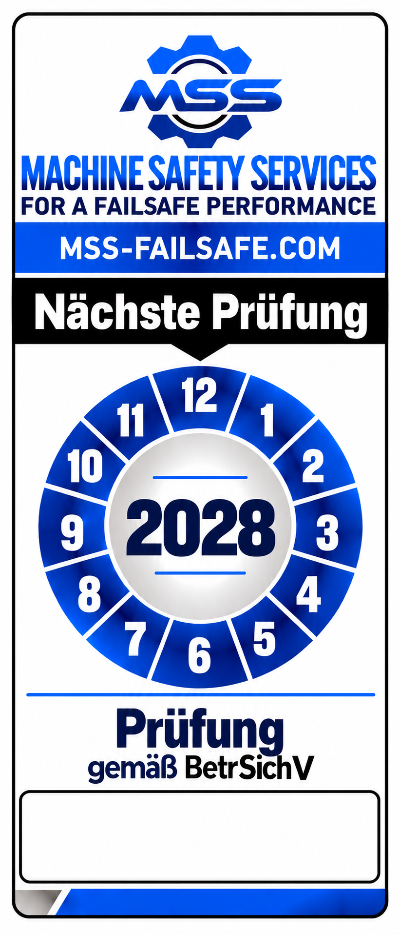 MSS Sicherheitsprüfungsaufkleber 2028